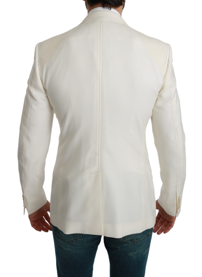 Shop Dolce & Gabbana Elegant Slim Fit Virgin Wool Men's Blazer In White