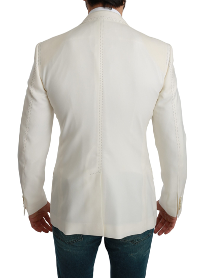 Dolce & Gabbana Sicilia Cream Single Breasted Formal Blazer In White