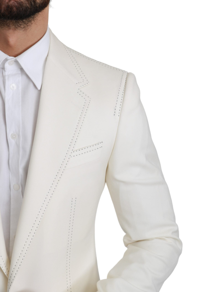 Dolce & Gabbana Sicilia Cream Single Breasted Formal Blazer In White