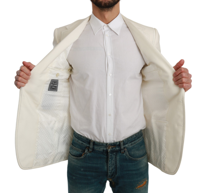 Dolce & Gabbana Sicilia Cream Single Breasted Formal Blazer In White