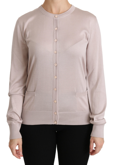 Dolce & Gabbana Silk Pink Long Sleeve Lace Top Sweater In Pink
