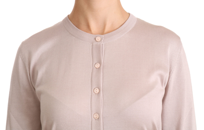 Dolce & Gabbana Silk Pink Long Sleeve Lace Top Sweater In Pink