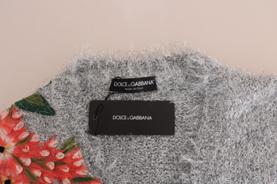 Shop Dolce & Gabbana Silver Cardigan Floral Applique Women's Sweater