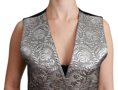 Shop Dolce & Gabbana Silver Brocade Sleeveless Metallic Women's Top