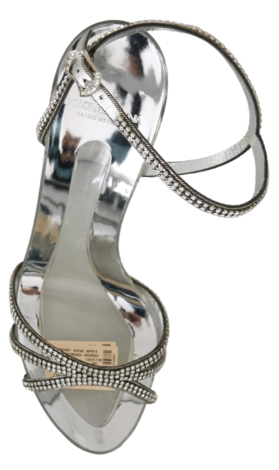 Shop Dolce & Gabbana Silver Crystal Ankle Strap Sandals Women's Shoes