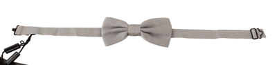 Shop Dolce & Gabbana Silver Gray 100% Silk Adjustable Neck Papillon Bow Men's Tie