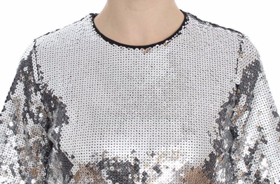 Shop Dolce & Gabbana Sequined Elegance Women's Blouse In Silver