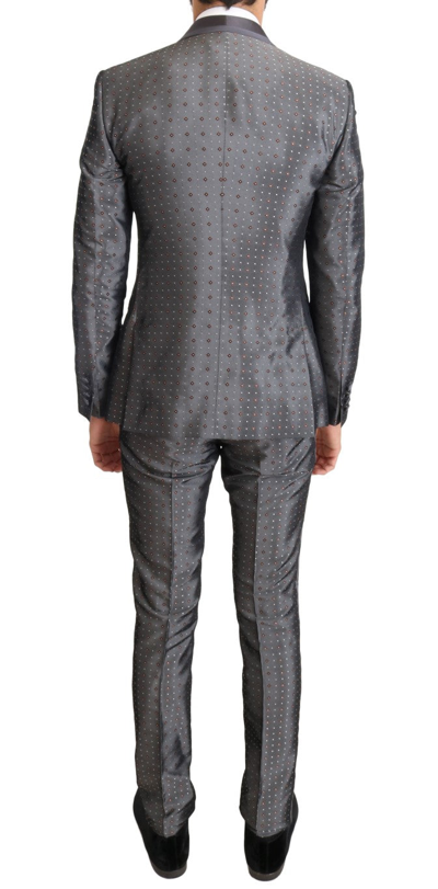 Shop Dolce & Gabbana Silver Silk Baroque Single Breasted Men's Suit