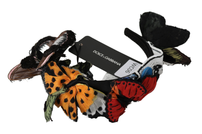 Shop Dolce & Gabbana Tiara Floral Butterfly Sequin Diadem Women's Headband In Multicolor