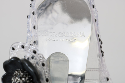 Shop Dolce & Gabbana Transparent Cinderella Crystal Women's Shoes In White