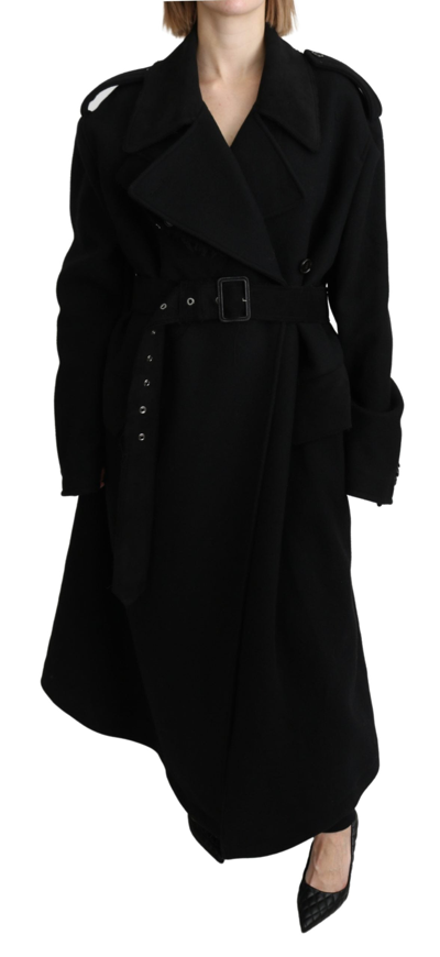 Shop Dolce & Gabbana Virgin Wool Black Blazer Trenchcoat Women's Jacket