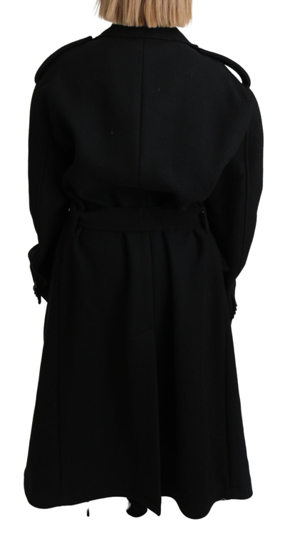 Shop Dolce & Gabbana Virgin Wool Black Blazer Trenchcoat Women's Jacket