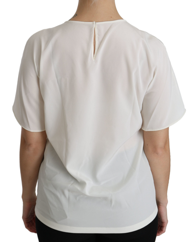 Dolce & Gabbana Elegant Silk Crewneck Blouse With Applique In White