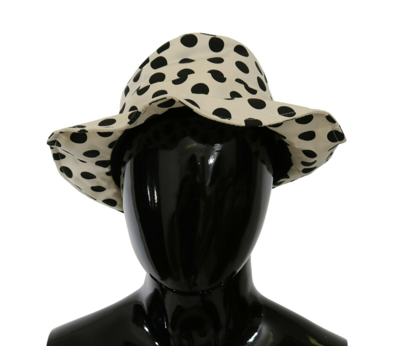 Shop Dolce & Gabbana White 100% Cotton Polka Dot Design Trilby Women's Hat