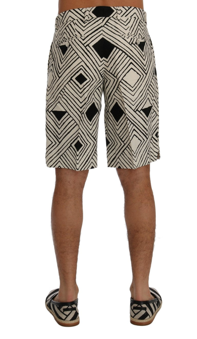 Shop Dolce & Gabbana White Black Striped Casual Men's Shorts In Black/white