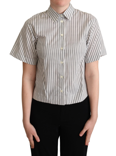 Shop Dolce & Gabbana Chic Monochrome Striped Polo Women's Shirt In Black/white