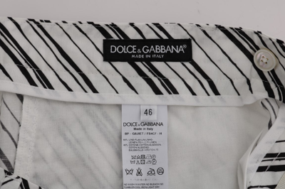 Shop Dolce & Gabbana White Black Striped Casual Men's Shorts In Black/white