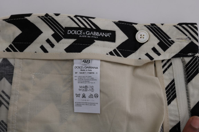 Shop Dolce & Gabbana White Black Striped Cotton Linen Men's Shorts In Black/white