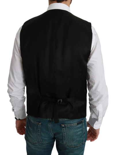 Shop Dolce & Gabbana Stripe Cotton Silk Dress Men's Vest In Black
