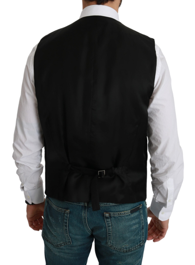 Dolce & Gabbana White Black Stripes Waistcoat Formal Vest In Black