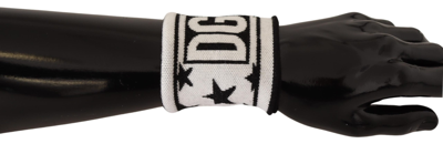 Shop Dolce & Gabbana White Black Wool Logo #dgmillennials Men's Wristband