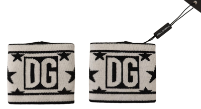 Shop Dolce & Gabbana White Black Wool Logo #dgmillennials Men's Wristband