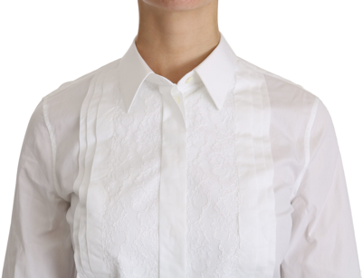 Shop Dolce & Gabbana White Collared Long Sleeve Polo Women's Shirt
