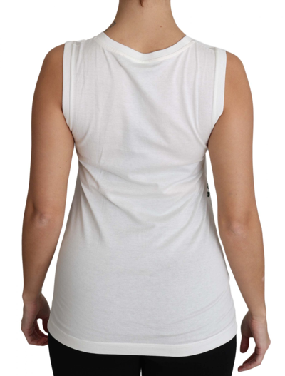 Shop Dolce & Gabbana White Cotton #gdfamily  Sleeveless Shirt Tank Women's Top