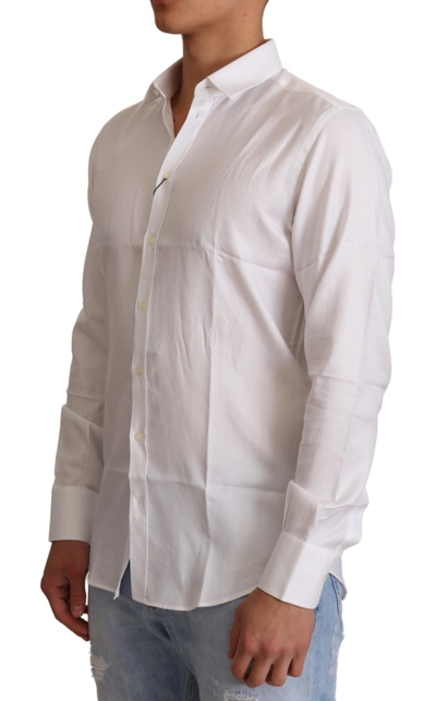 Shop Dolce & Gabbana White Cotton Dress Formal Martini Men's Shirt