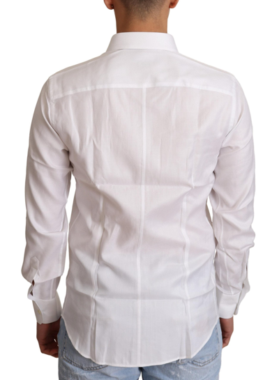 Shop Dolce & Gabbana White Cotton Dress Formal Martini Men's Shirt