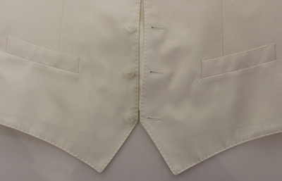 Shop Dolce & Gabbana White Cotton Silk Blend Dress Vest Men's Blazer