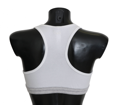 Shop Dolce & Gabbana White Cotton Sport Stretch Bra Women's Underwear