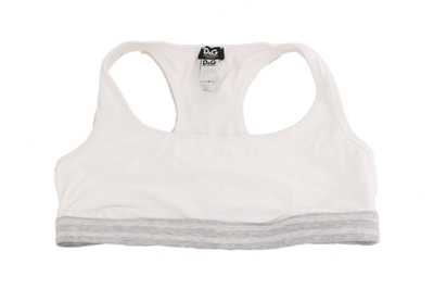 Shop Dolce & Gabbana White Cotton Sport Stretch Bra Women's Underwear