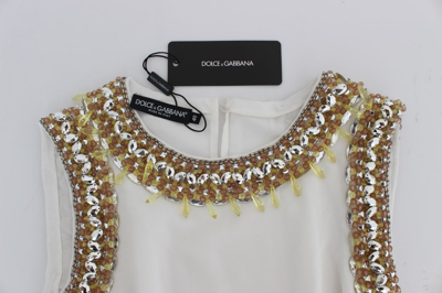 Shop Dolce & Gabbana White Crystal Embellished Tank Women's Top