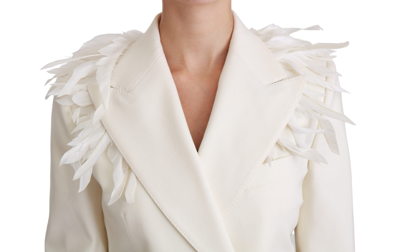 Shop Dolce & Gabbana White Double Breasted Coat Wool Women's Jacket