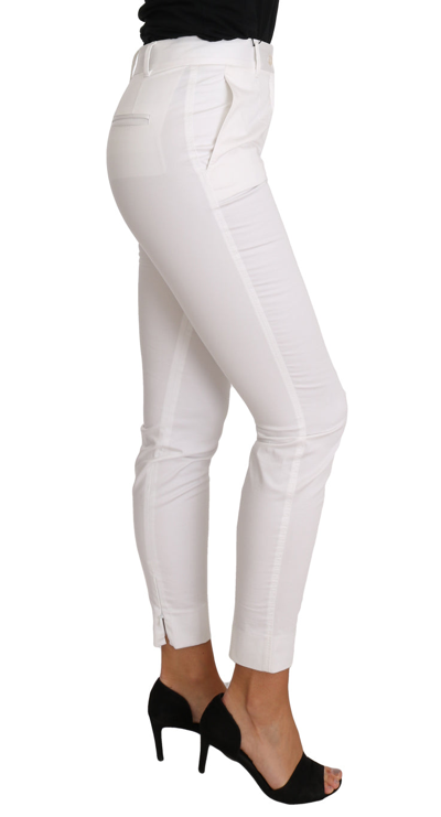 Shop Dolce & Gabbana Chic White Slim Dress Women's Pants
