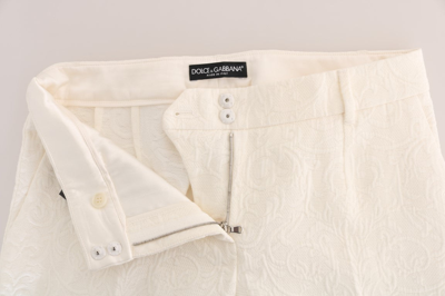 Shop Dolce & Gabbana White Floral Brocade Capri Women's Pants