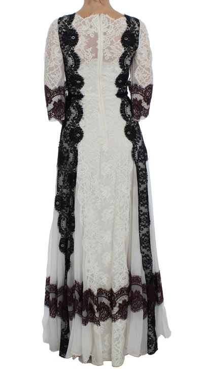 Shop Dolce & Gabbana White Floral Lace Full Length Gown Women's Dress