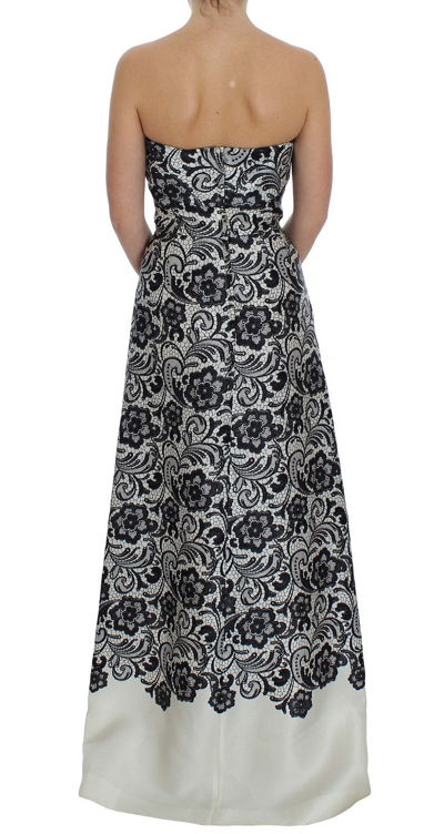 Shop Dolce & Gabbana Elegant Silk Lace Corset Maxi Women's Dress In Black/white