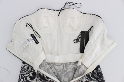 Shop Dolce & Gabbana Elegant Silk Lace Corset Maxi Women's Dress In Black/white