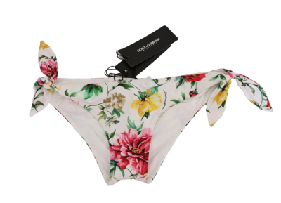 Shop Dolce & Gabbana White Floral Swimsuit Bottom Bikini Women's Beachwear