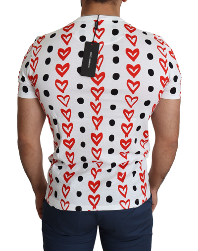 Shop Dolce & Gabbana White Hearts Print  Cotton Men Top Men's T-shirt