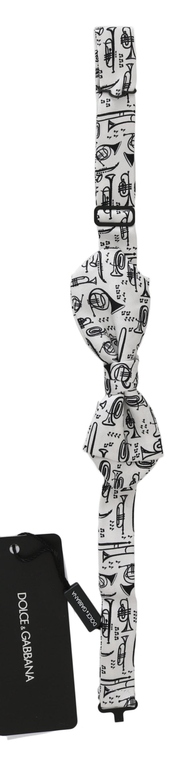 Shop Dolce & Gabbana Elegant White Silk Bow Tie For Sophisticated Men's Evenings