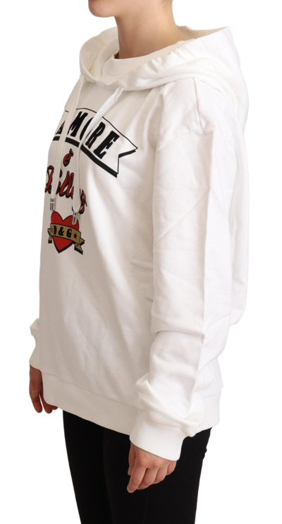 Shop Dolce & Gabbana White L'amore Motive Hooded Women's Sweater