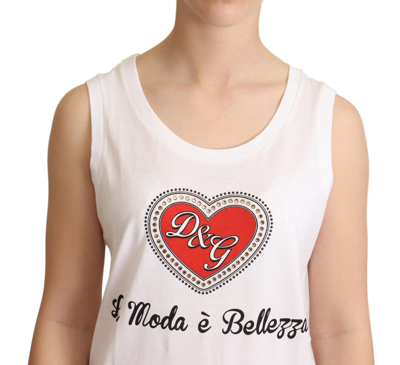 Shop Dolce & Gabbana White La Moda Crystal Tank Top Women's T-shirt