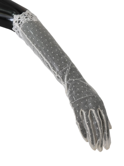 Shop Dolce & Gabbana White Lace Elbow Length Mitten Cotton Women's Gloves