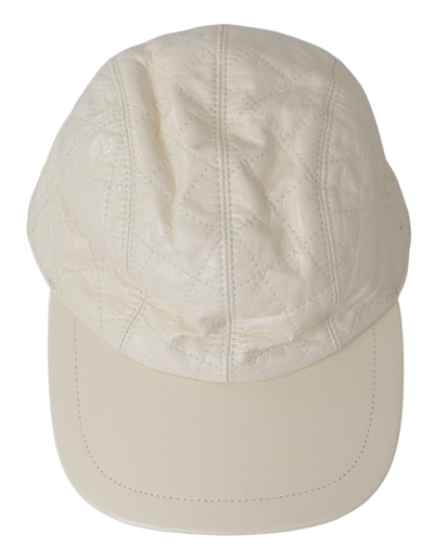Shop Dolce & Gabbana Elegant White Lambskin Leather Baseball Men's Cap