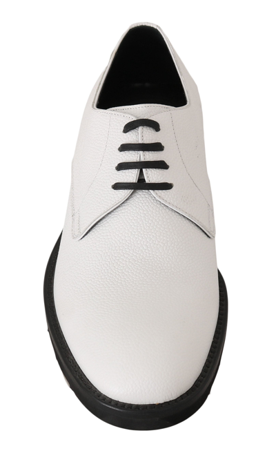 Shop Dolce & Gabbana White Leather Derby Dress Formal Men's Shoes