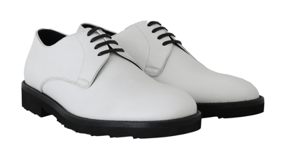 Shop Dolce & Gabbana White Leather Derby Dress Formal Men's Shoes