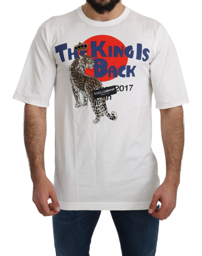 Dolce & Gabbana White Leopard Royal Top T-shirt In White